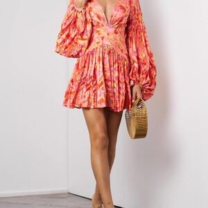 Acler Pink and Orange Mini Dress